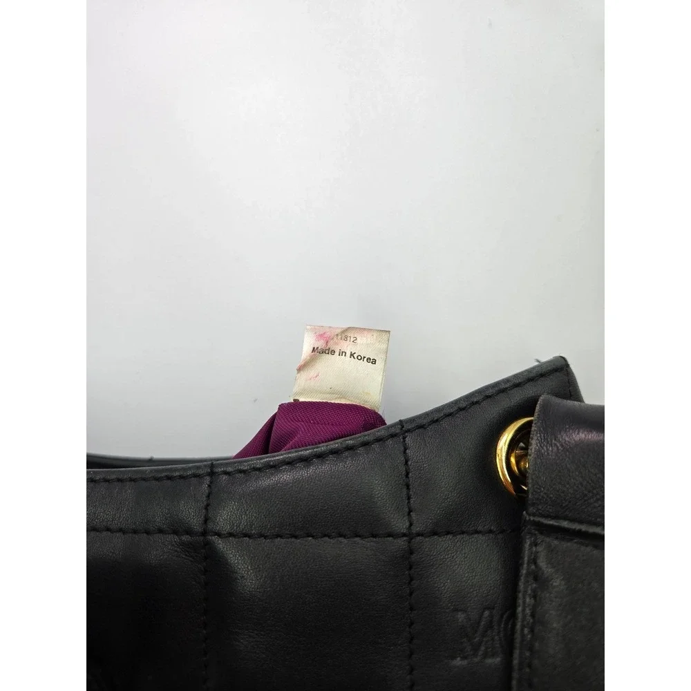 MCM Quilted Shoulder Bag Black Leather Designer Purse Handbag - Picture 9 of 10